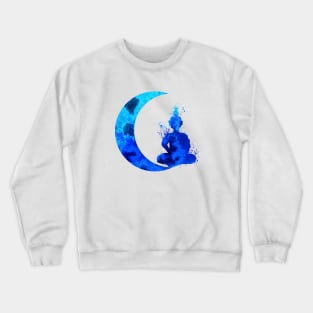 Blue Crescent Moon and Buddha Crewneck Sweatshirt